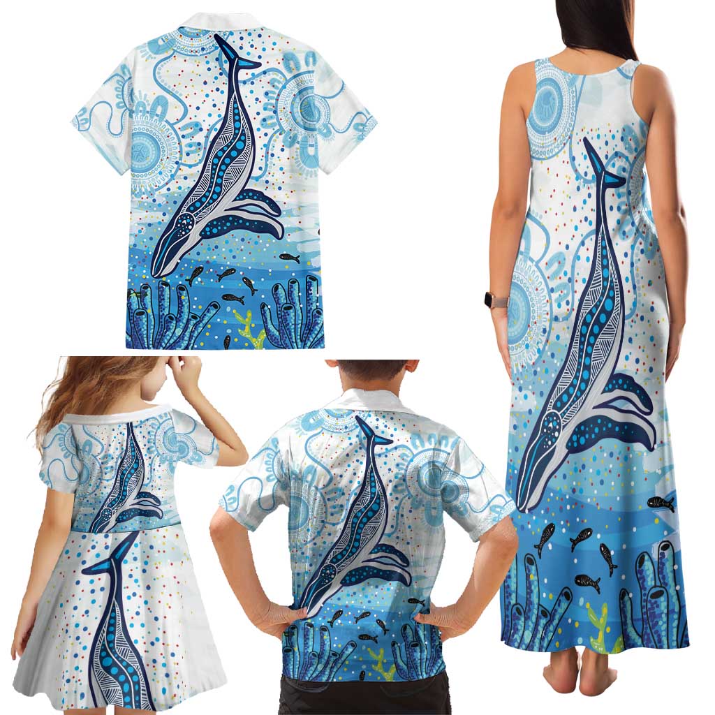 World Ocean Day Australia Aboriginal Family Matching Tank Maxi Dress and Hawaiian Shirt Whale Watching
