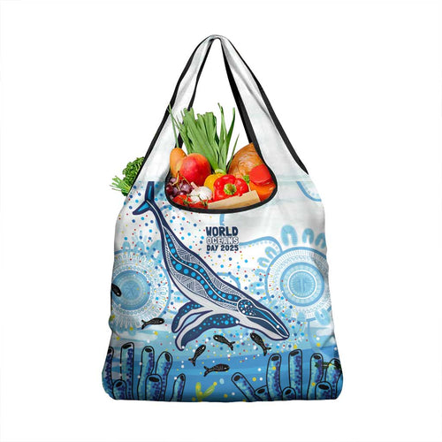 World Ocean Day Australia Aboriginal Grocery Bag Whale Watching