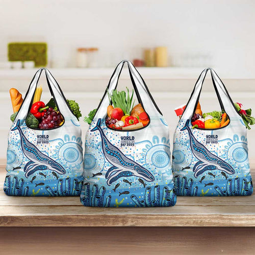 World Ocean Day Australia Aboriginal Grocery Bag Whale Watching