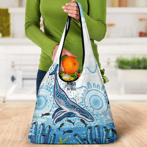 World Ocean Day Australia Aboriginal Grocery Bag Whale Watching