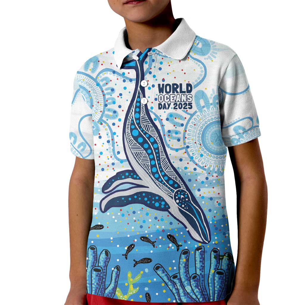 World Ocean Day Australia Aboriginal Kid Polo Shirt Whale Watching