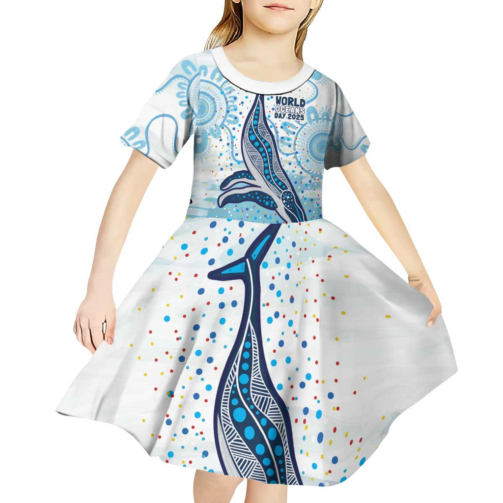World Ocean Day Australia Aboriginal Kid Short Sleeve Dress Whale Watching