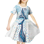 World Ocean Day Australia Aboriginal Kid Short Sleeve Dress Whale Watching