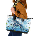 World Ocean Day Australia Aboriginal Leather Tote Bag Whale Watching