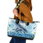 World Ocean Day Australia Aboriginal Leather Tote Bag Whale Watching
