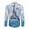 World Ocean Day Australia Aboriginal Long Sleeve Button Shirt Whale Watching