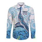 World Ocean Day Australia Aboriginal Long Sleeve Button Shirt Whale Watching