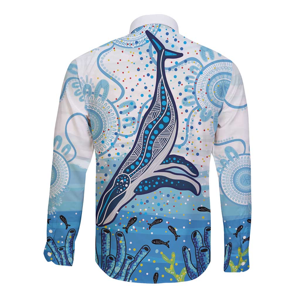 World Ocean Day Australia Aboriginal Long Sleeve Button Shirt Whale Watching