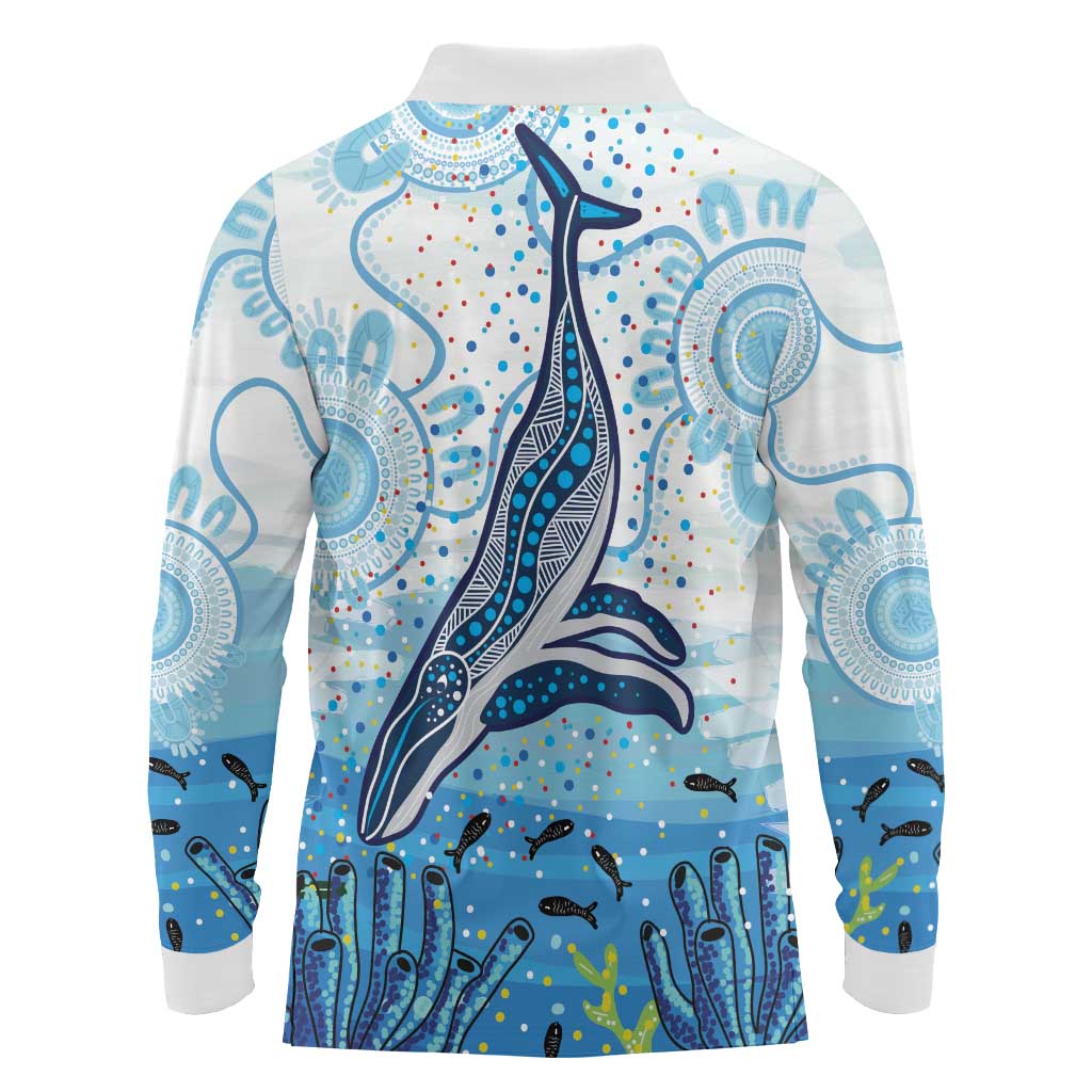 World Ocean Day Australia Aboriginal Long Sleeve Polo Shirt Whale Watching