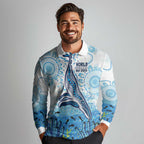 World Ocean Day Australia Aboriginal Long Sleeve Polo Shirt Whale Watching