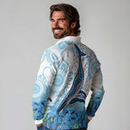 World Ocean Day Australia Aboriginal Long Sleeve Polo Shirt Whale Watching