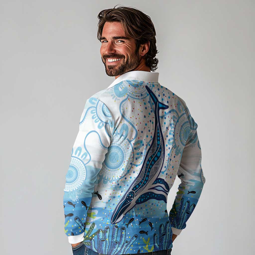 World Ocean Day Australia Aboriginal Long Sleeve Polo Shirt Whale Watching