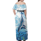 World Ocean Day Australia Aboriginal Off Shoulder Maxi Dress Whale Watching