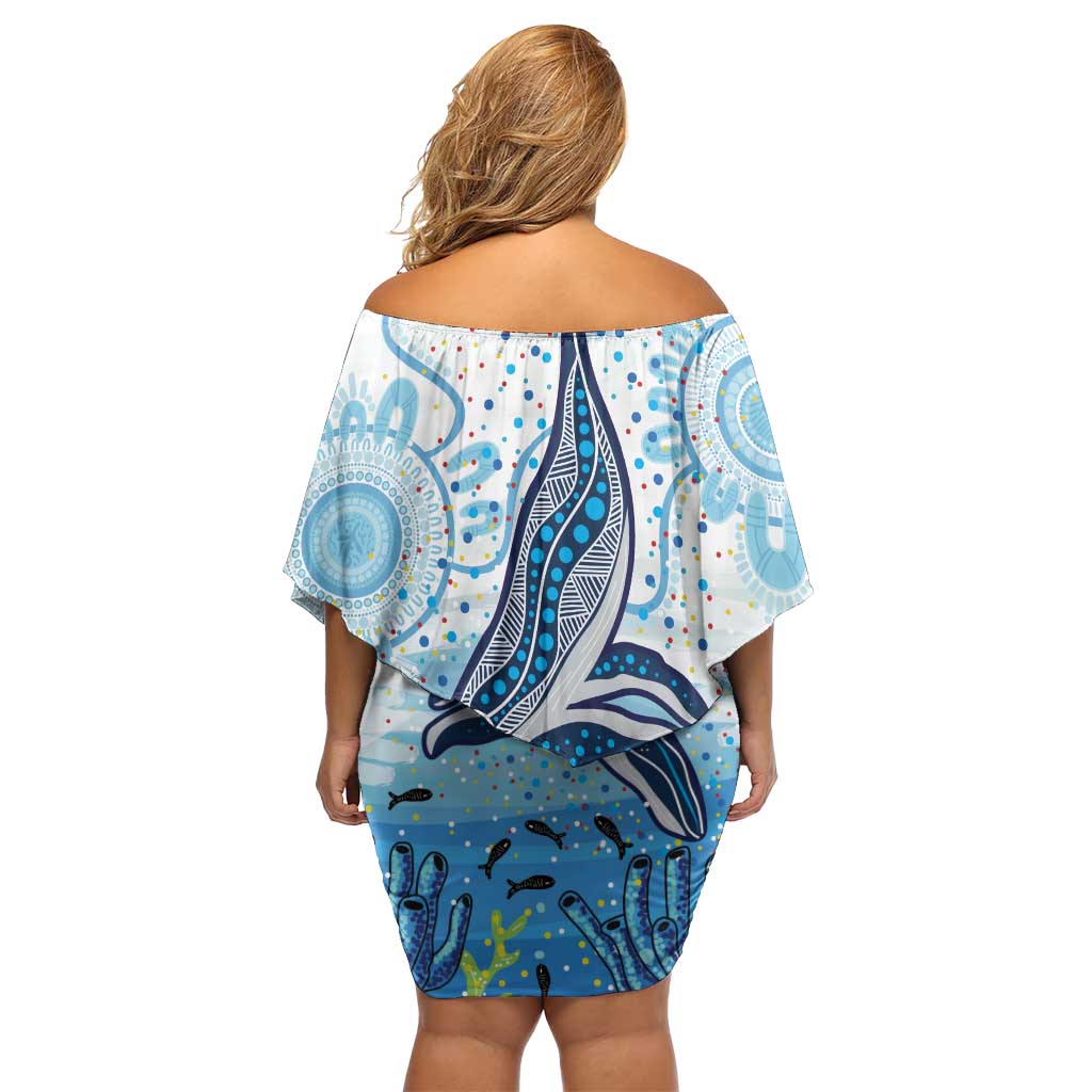 World Ocean Day Australia Aboriginal Off Shoulder Short Dress Whale Watching