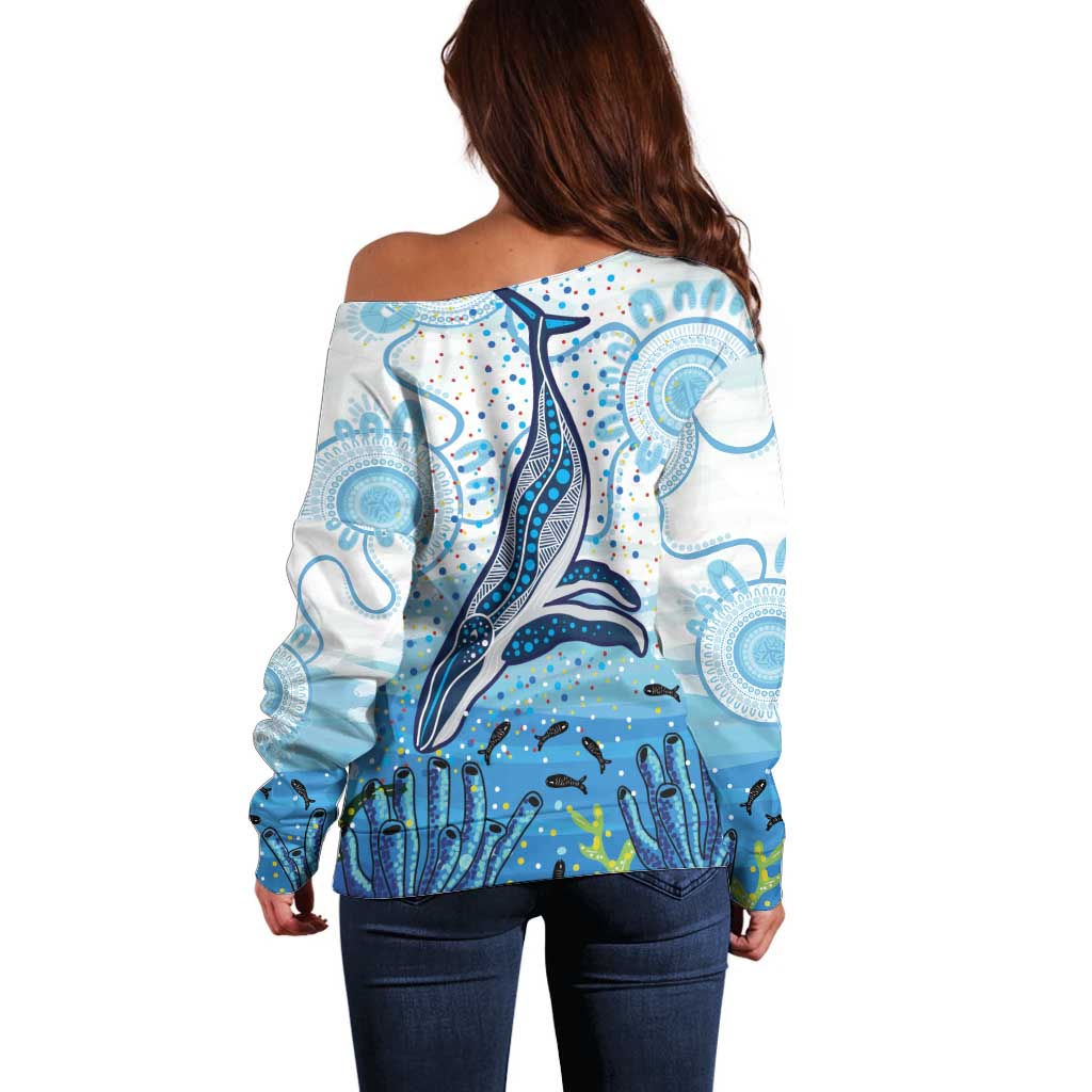 World Ocean Day Australia Aboriginal Off Shoulder Sweater Whale Watching