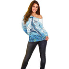 World Ocean Day Australia Aboriginal Off Shoulder Sweater Whale Watching