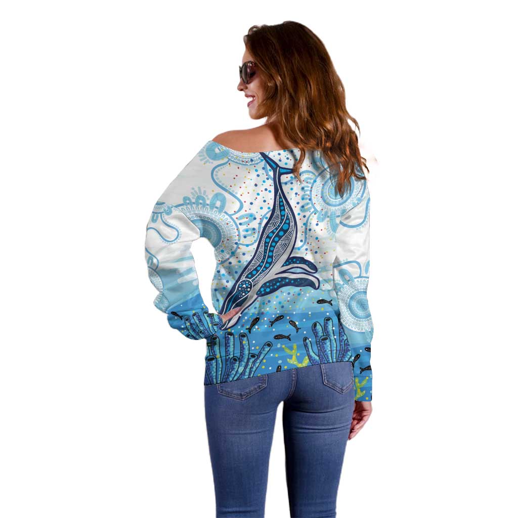 World Ocean Day Australia Aboriginal Off Shoulder Sweater Whale Watching