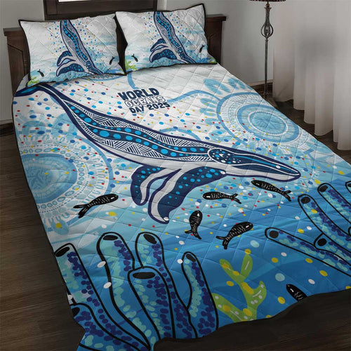 World Ocean Day Australia Aboriginal Quilt Bed Set Whale Watching