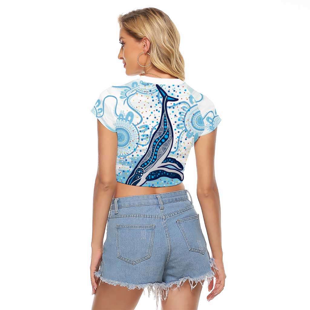 World Ocean Day Australia Aboriginal Raglan Cropped T Shirt Whale Watching