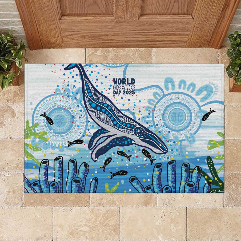 World Ocean Day Australia Aboriginal Rubber Doormat Whale Watching