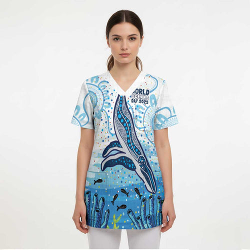 World Ocean Day Australia Aboriginal Scrub Top Whale Watching - Aussie Hoodie