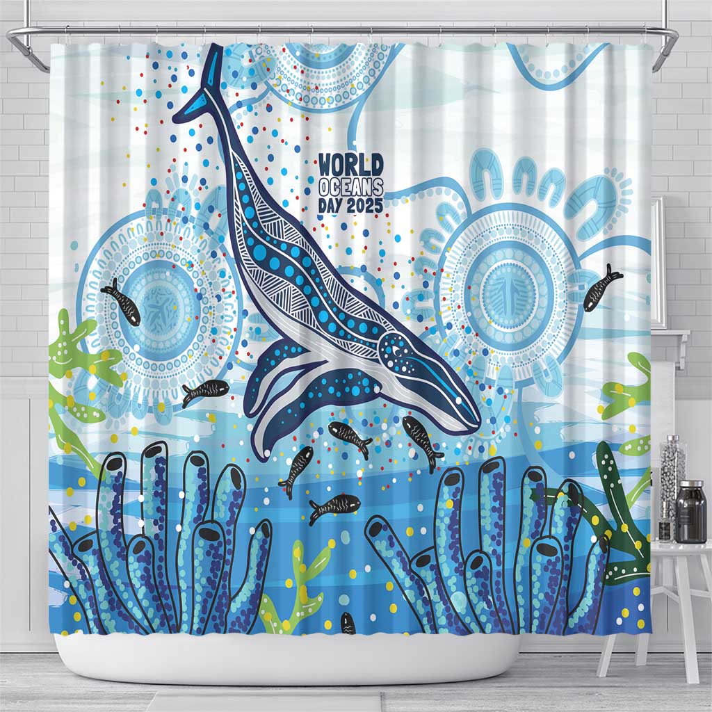 World Ocean Day Australia Aboriginal Shower Curtain Whale Watching