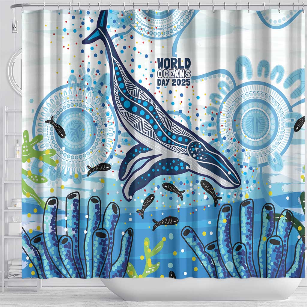 World Ocean Day Australia Aboriginal Shower Curtain Whale Watching