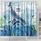 World Ocean Day Australia Aboriginal Shower Curtain Whale Watching