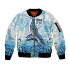 World Ocean Day Australia Aboriginal Sleeve Zip Bomber Jacket Whale Watching