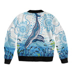 World Ocean Day Australia Aboriginal Sleeve Zip Bomber Jacket Whale Watching