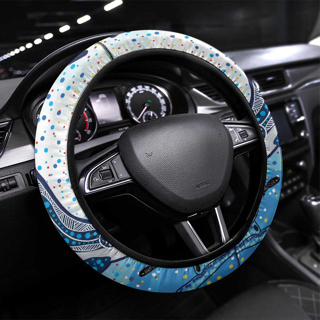 World Ocean Day Australia Aboriginal Steering Wheel Cover Whale Watching