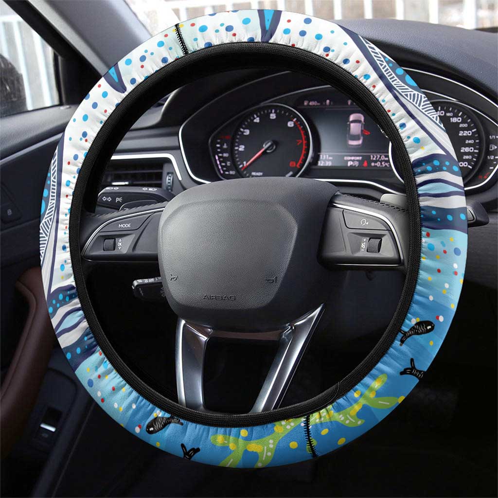 World Ocean Day Australia Aboriginal Steering Wheel Cover Whale Watching