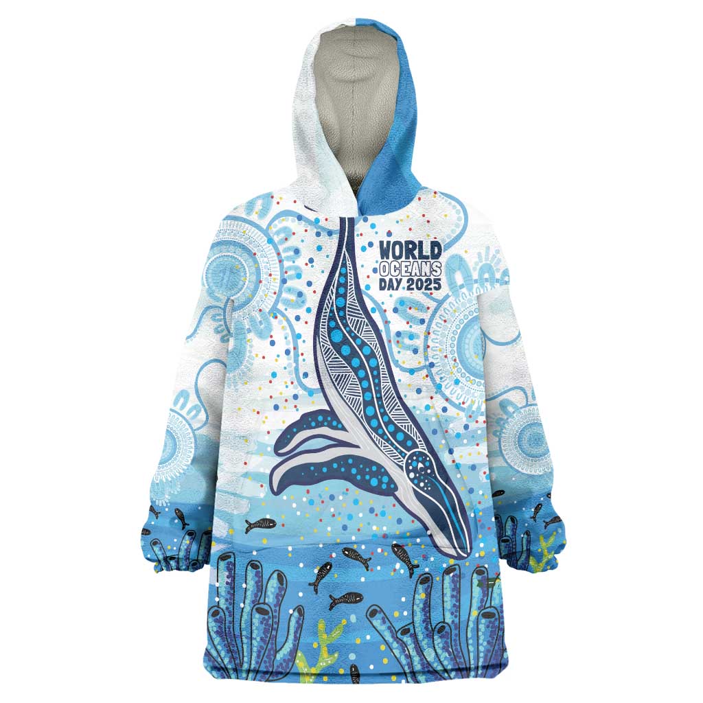 World Ocean Day Australia Aboriginal Wearable Blanket Hoodie Whale Watching
