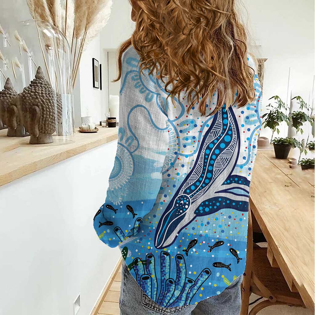 World Ocean Day Australia Aboriginal Women Casual Shirt Whale Watching
