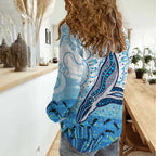World Ocean Day Australia Aboriginal Women Casual Shirt Whale Watching