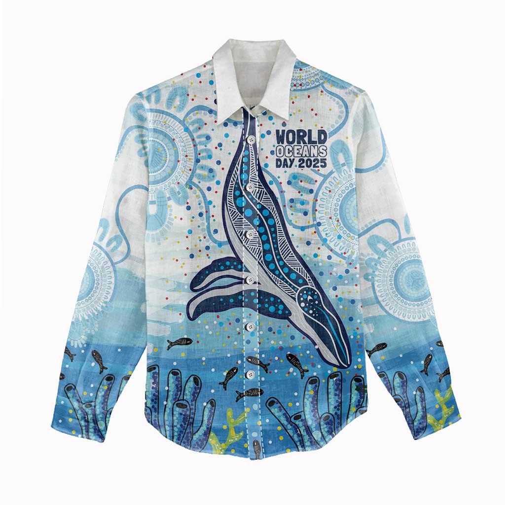 World Ocean Day Australia Aboriginal Women Casual Shirt Whale Watching