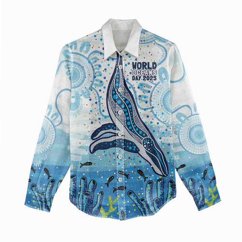 World Ocean Day Australia Aboriginal Women Casual Shirt Whale Watching