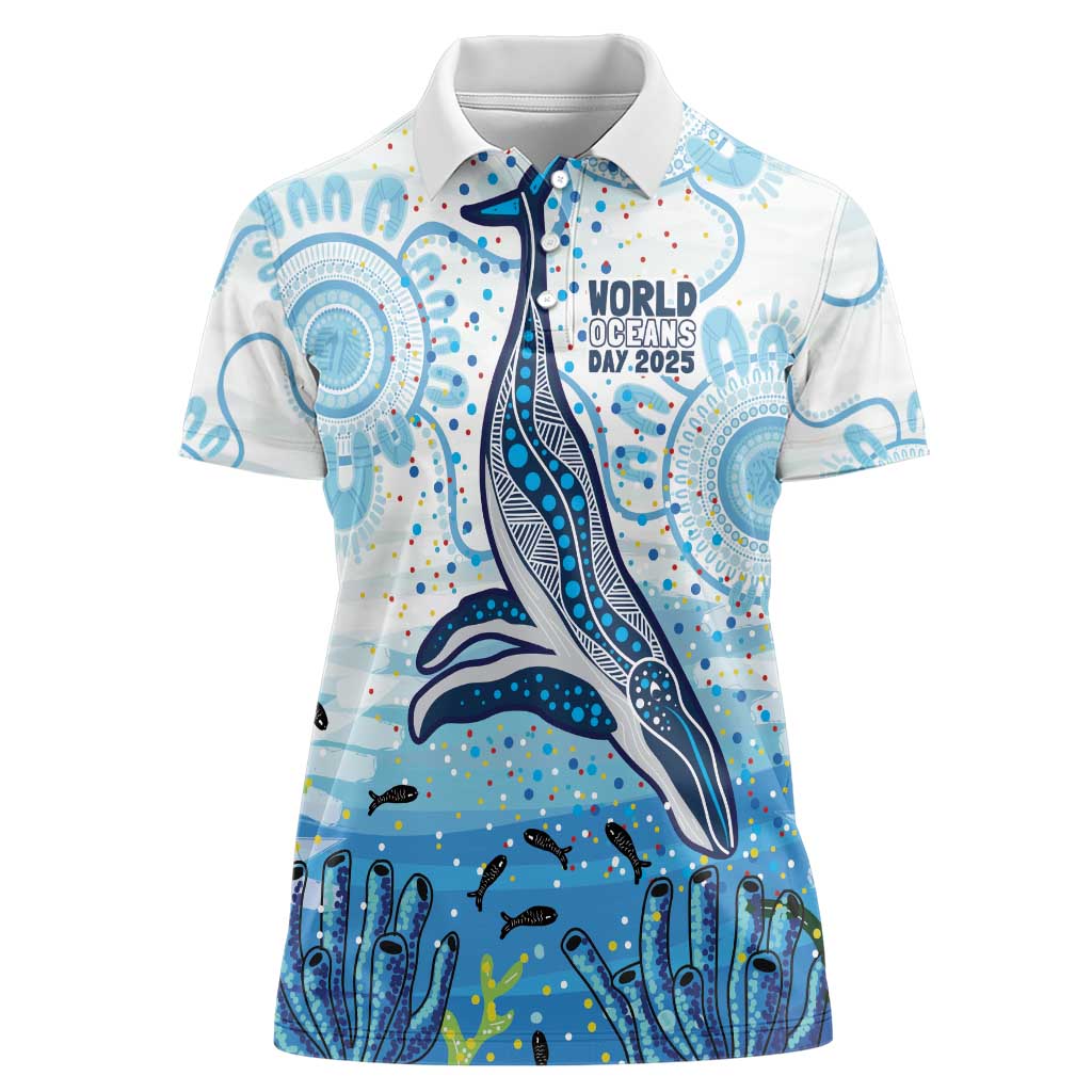 World Ocean Day Australia Aboriginal Women Polo Shirt Whale Watching