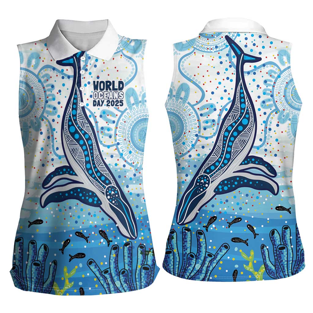 World Ocean Day Australia Aboriginal Women Sleeveless Polo Shirt Whale Watching