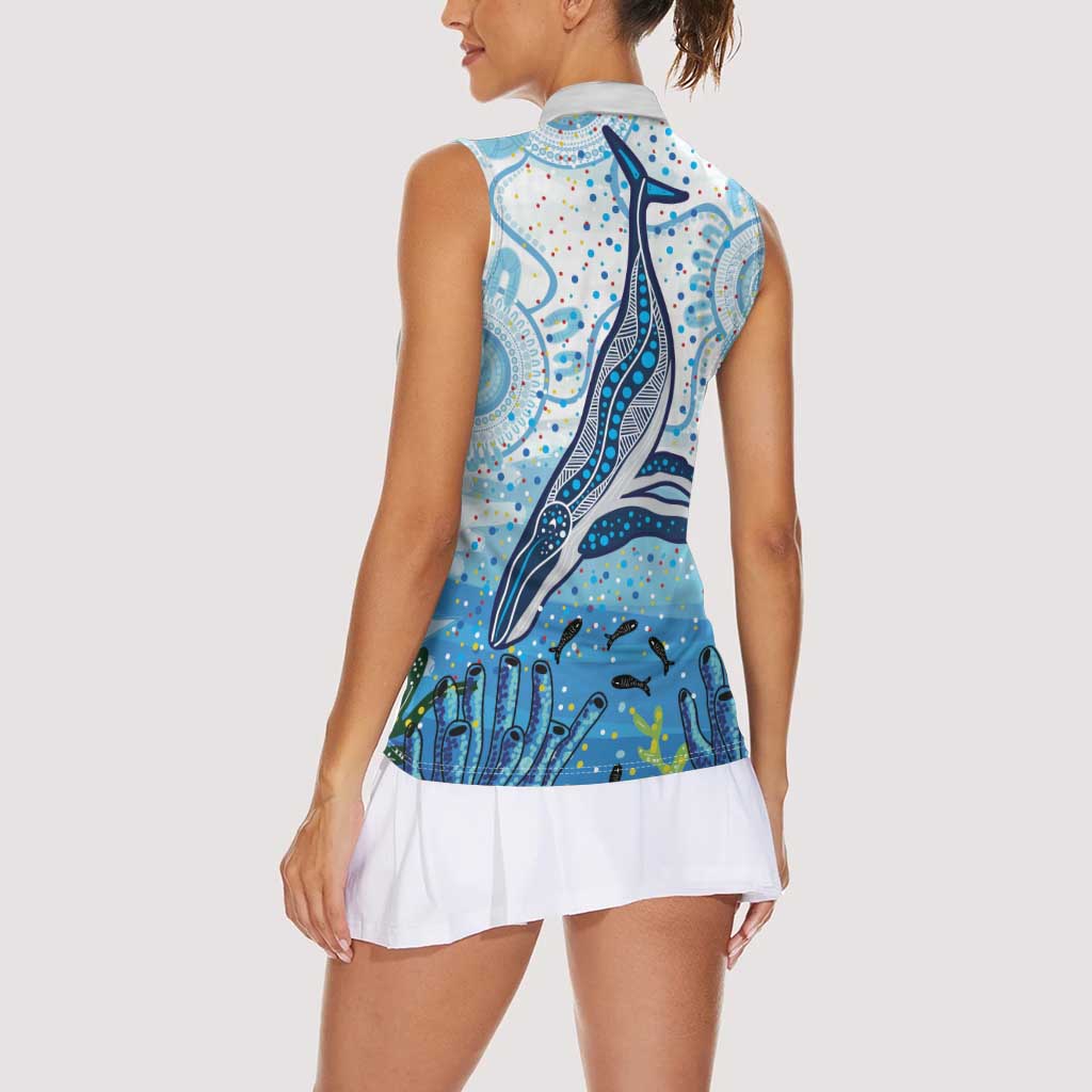 World Ocean Day Australia Aboriginal Women Sleeveless Polo Shirt Whale Watching