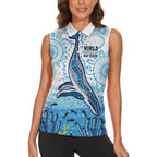 World Ocean Day Australia Aboriginal Women Sleeveless Polo Shirt Whale Watching