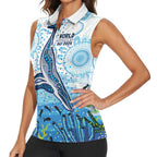 World Ocean Day Australia Aboriginal Women Sleeveless Polo Shirt Whale Watching