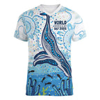 World Ocean Day Australia Aboriginal Women V-Neck T-Shirt Whale Watching