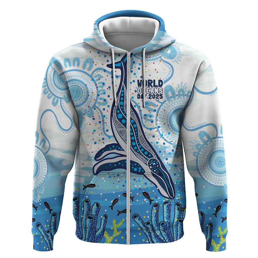 World Ocean Day Australia Aboriginal Zip Hoodie Whale Watching