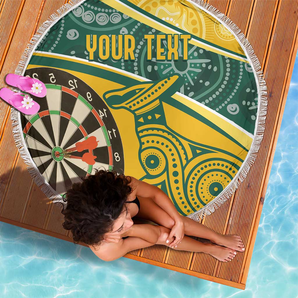 Australia Darts Personalized Indigenous Beach Blanket Champion Roos