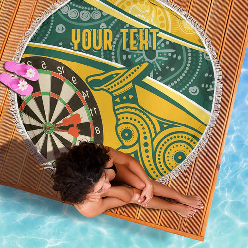 Australia Darts Personalized Indigenous Beach Blanket Champion Roos