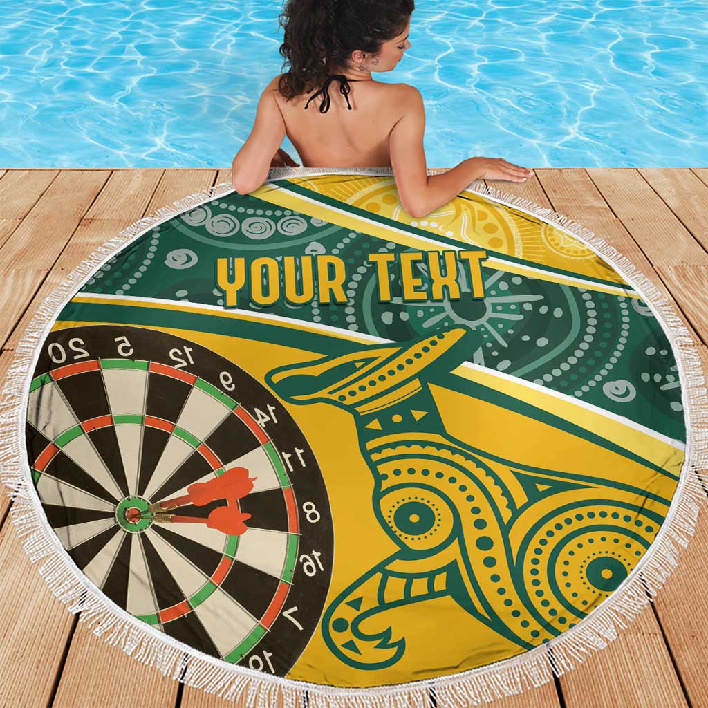 Australia Darts Personalized Indigenous Beach Blanket Champion Roos
