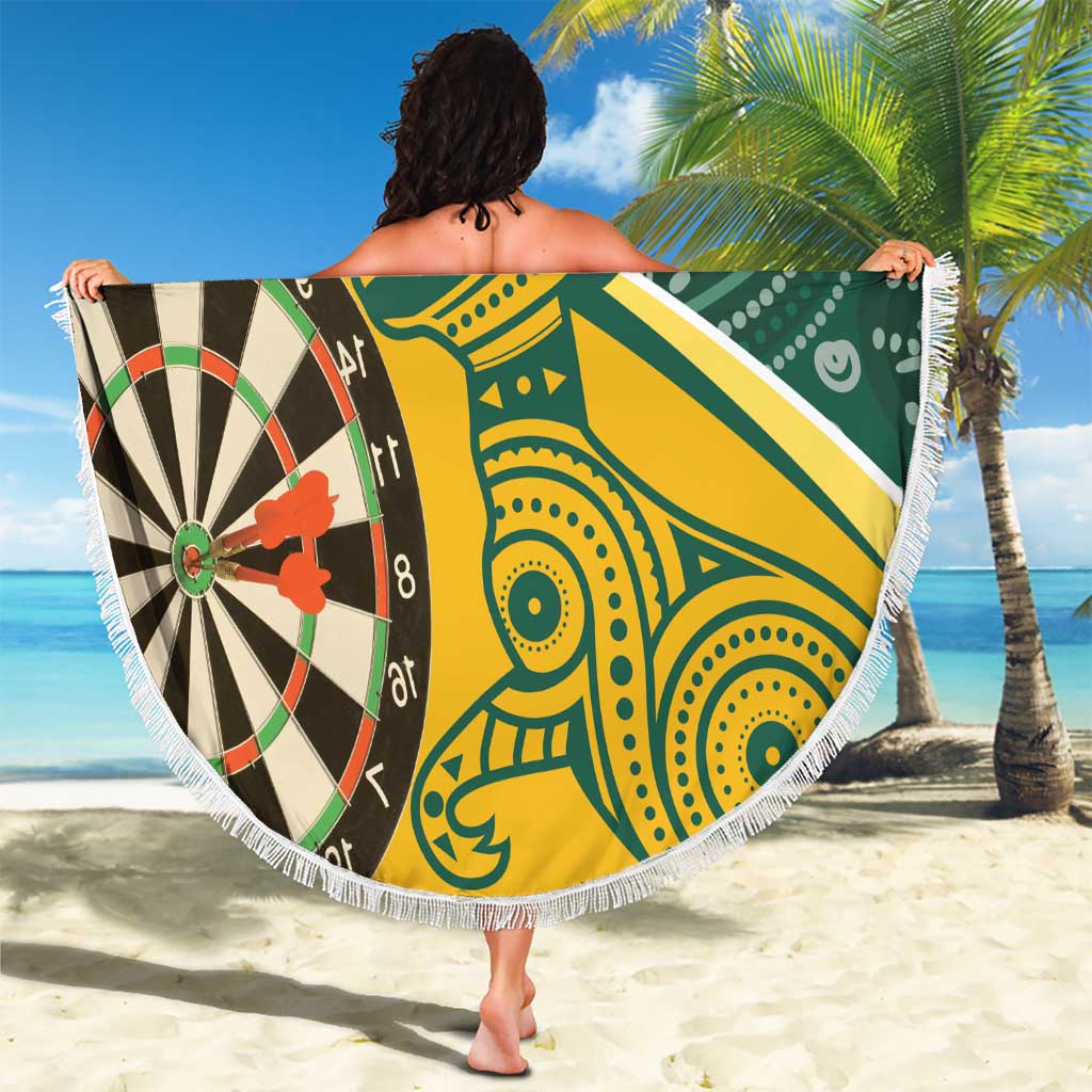 Australia Darts Personalized Indigenous Beach Blanket Champion Roos
