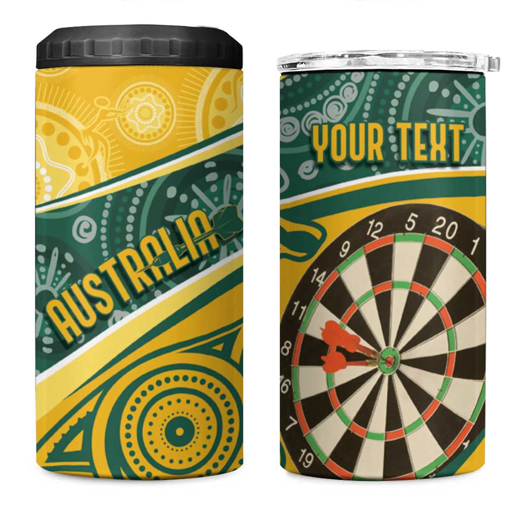 Australia Darts Personalized Indigenous 4 in 1 Can Cooler Tumbler Champion Roos