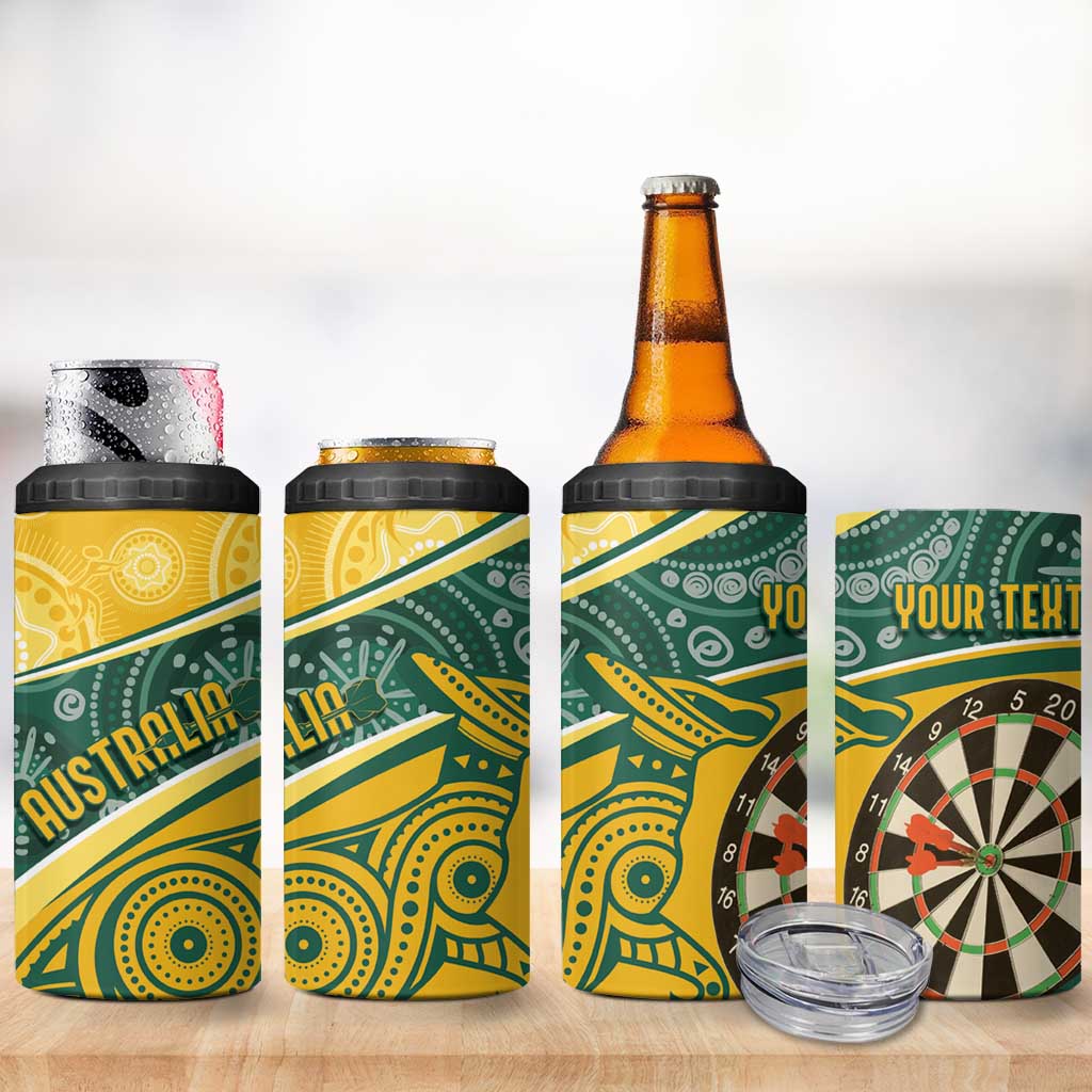 Australia Darts Personalized Indigenous 4 in 1 Can Cooler Tumbler Champion Roos